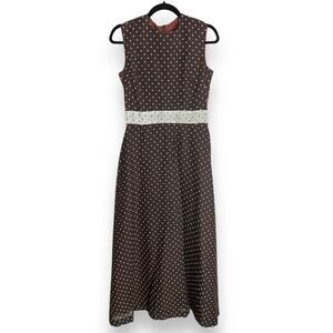 princess polly baby blue dress Dark Brown Polka Dot Halter Dress main image 0